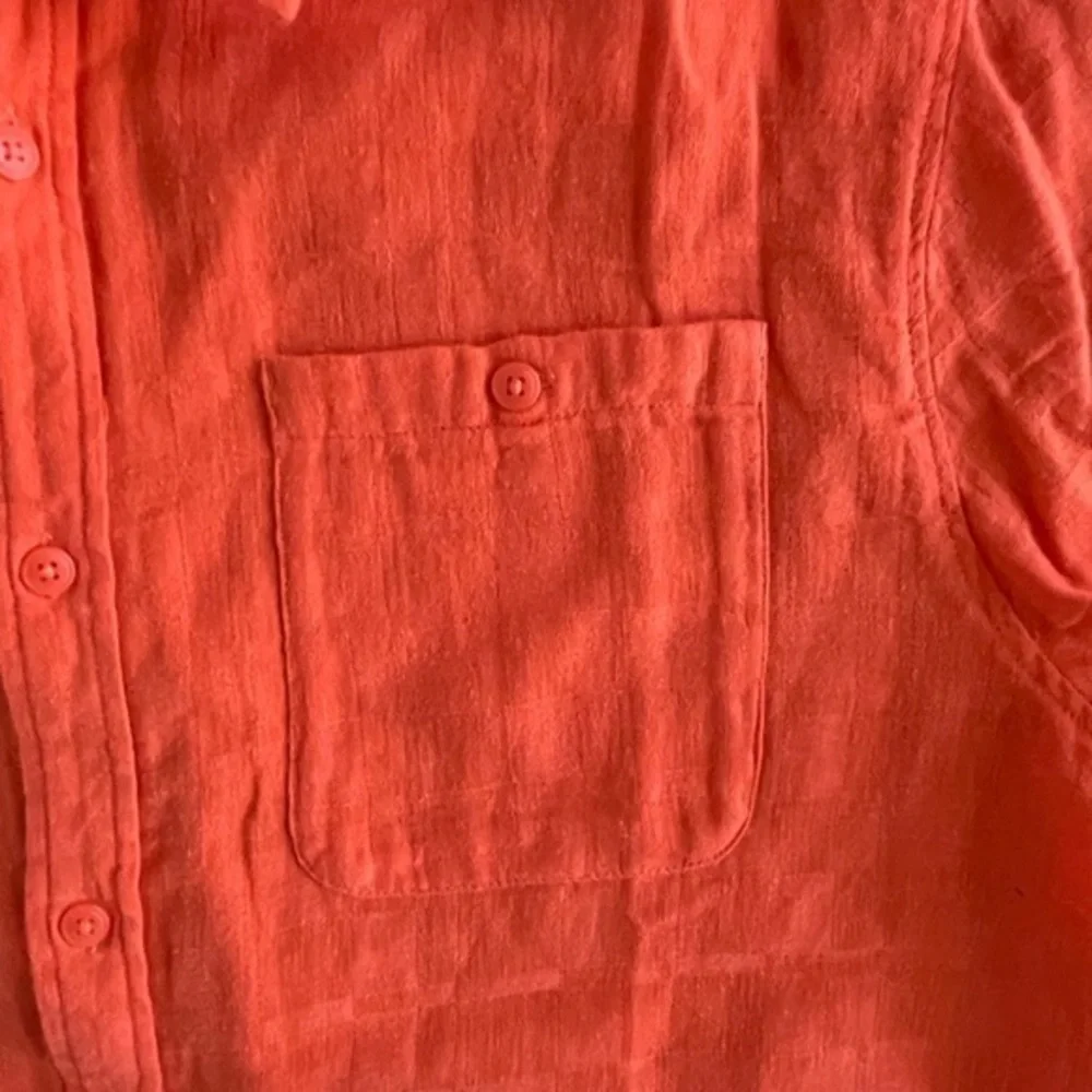 THE NORTH FACE Loghill Jacquard Short Sleeve Shirt Cotton‎ Hemp Orange Size XL